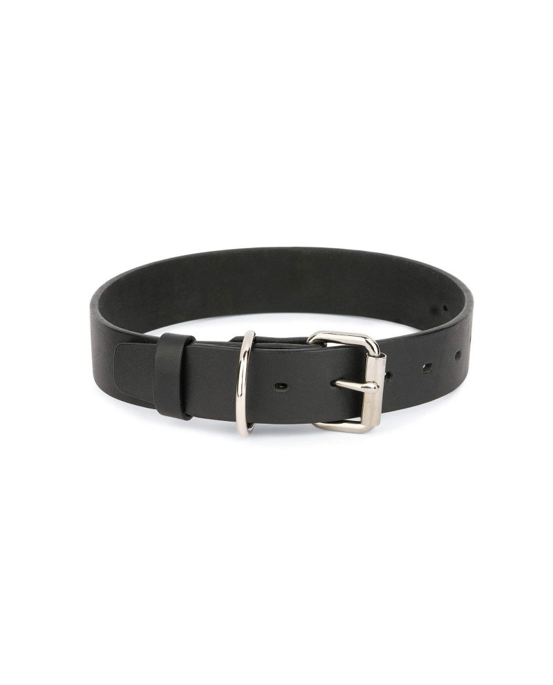 Black Full Grain Leather Dog Collar 3 5 cm 1