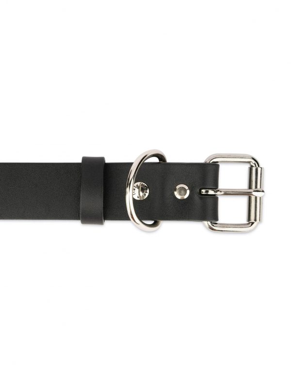 Black Full Grain Leather Dog Collar 3 5 cm 2