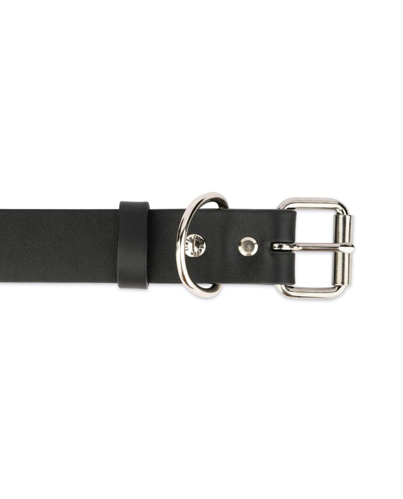 Black Full Grain Leather Dog Collar 3 5 cm 2