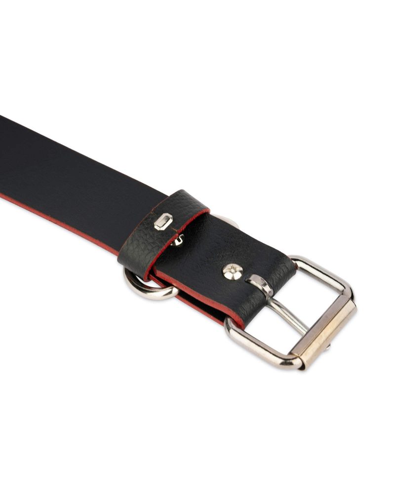 Black Leather Dog Collar With Red Edges 2