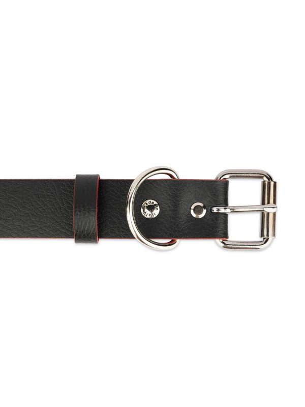 Black Leather Dog Collar With Red Edges 3