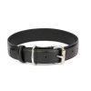 Black Leather Dog Collar With Stainless Steel Roller Buckle 1