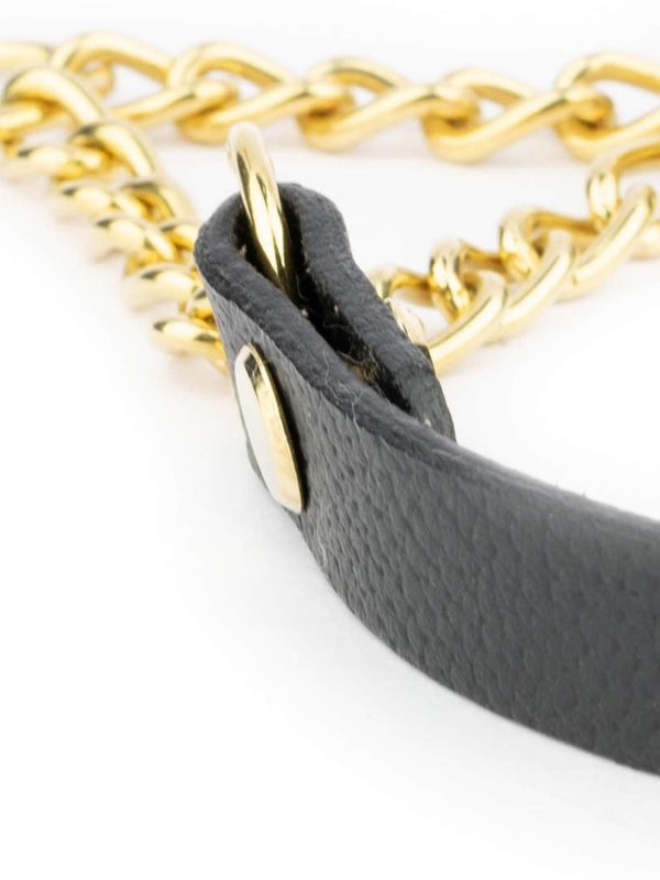 Black Martingale Dog Collar With Brass Chain 3