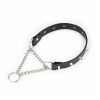 Black Spiked Dog Collar In Black Leather With Martingale 1