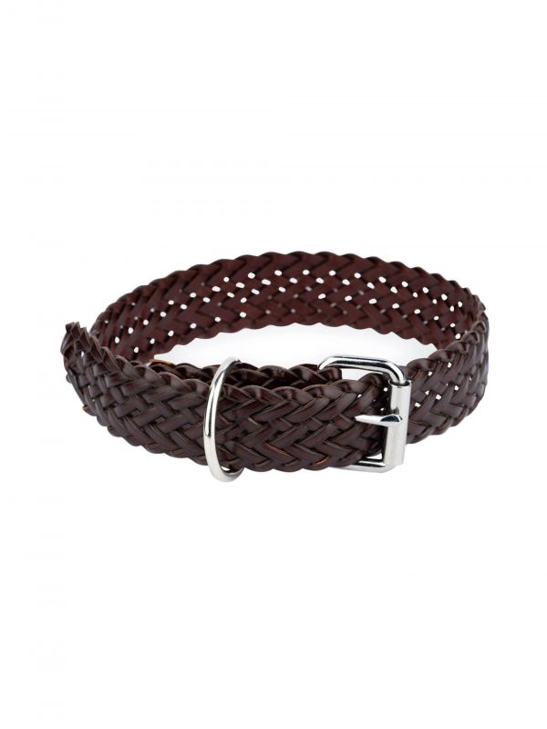 Braided Leather Brown Collar For Large Dogs 1