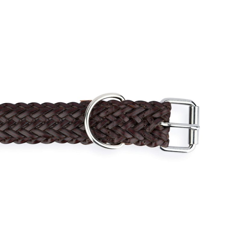 Braided Leather Brown Collar For Large Dogs 4