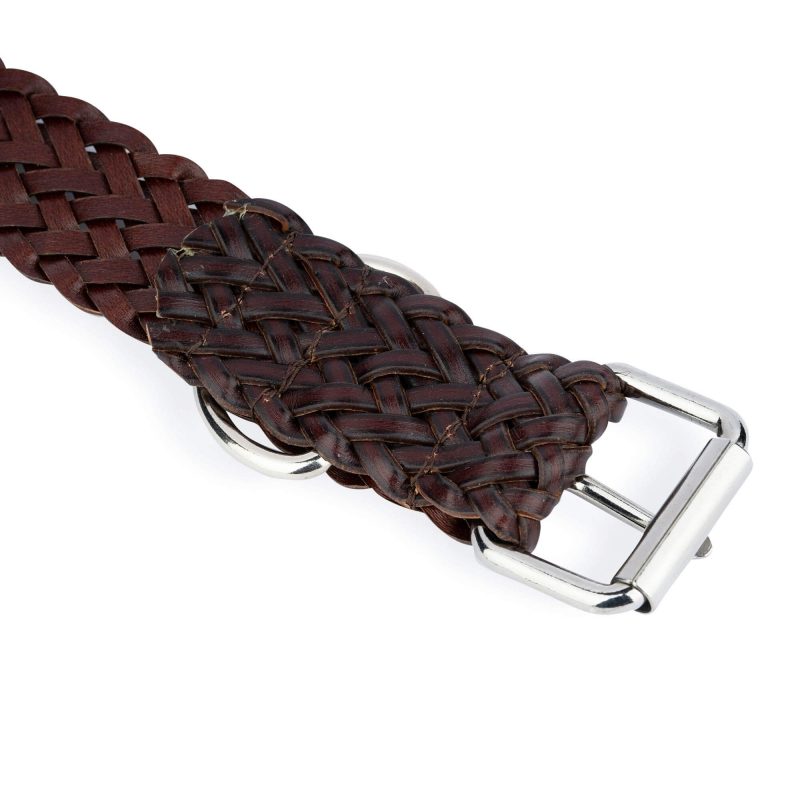 Braided Leather Brown Collar For Large Dogs 6