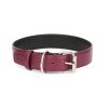 Burgundy Leather Dog Collar With Roller Buckle 3 5 cm 1