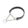 Martingale Black Leather Dog Collar With Silver Chain 1 1