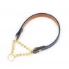 Martingale Navy Dog Collar With Brass Chain 1 1