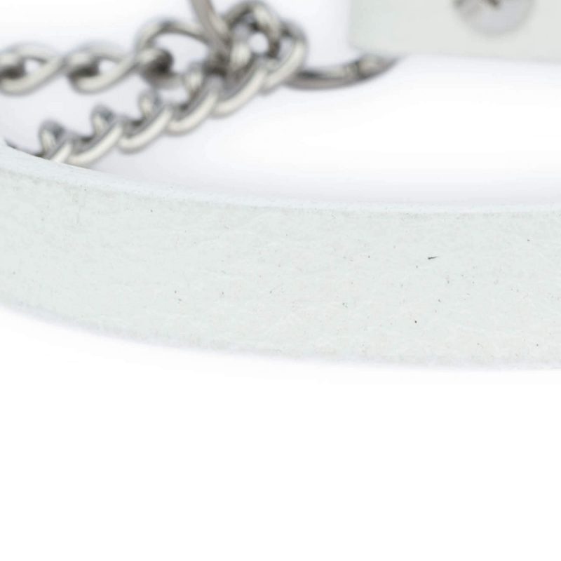 Martingale White Dog Collar With Silver Chain 3