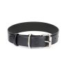 Navy Blue Leather Dog Collar With Roller Buckle 3 5 cm 1
