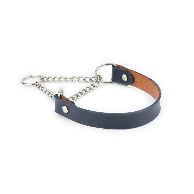 Navy Martingale Collar For Dogs With Steel Chain 2