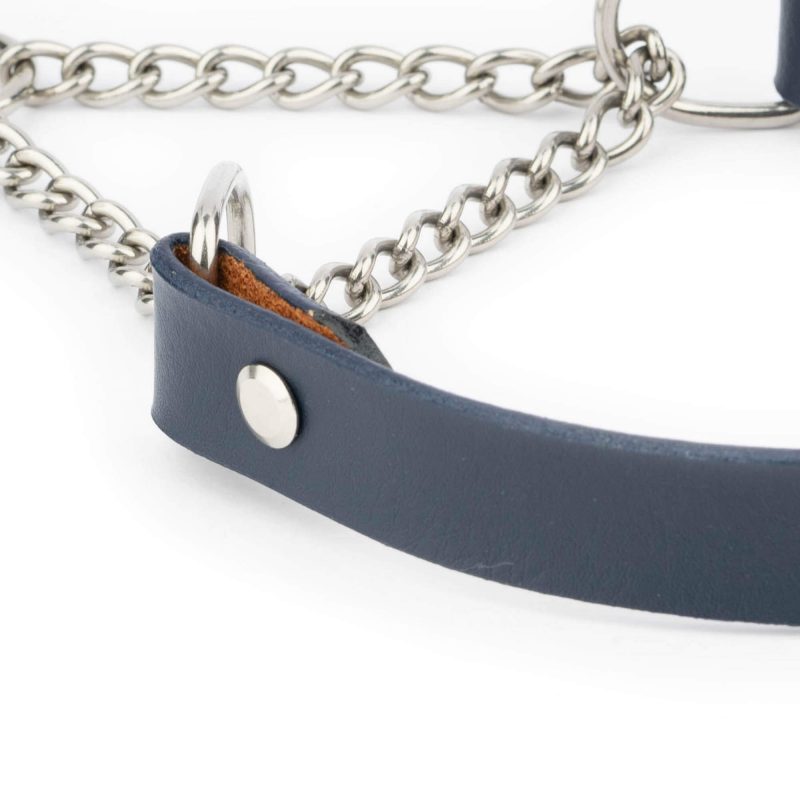 Navy Martingale Collar For Dogs With Steel Chain 4