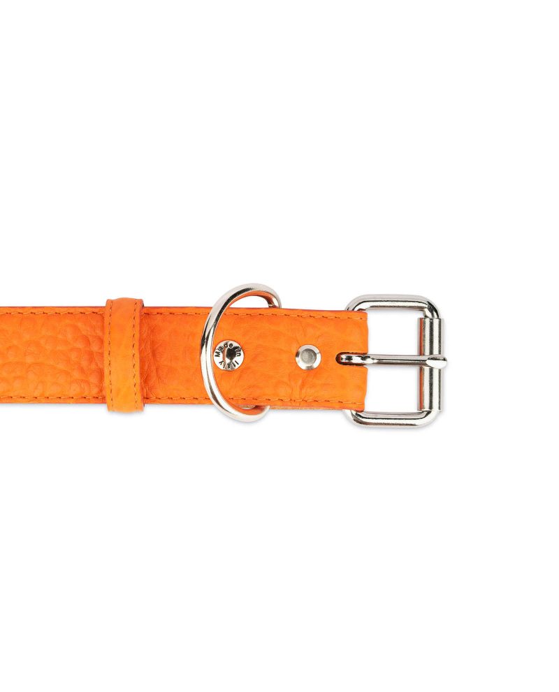 Orange Dog Collar With Roller Buckle 3 5 cm Leather 2