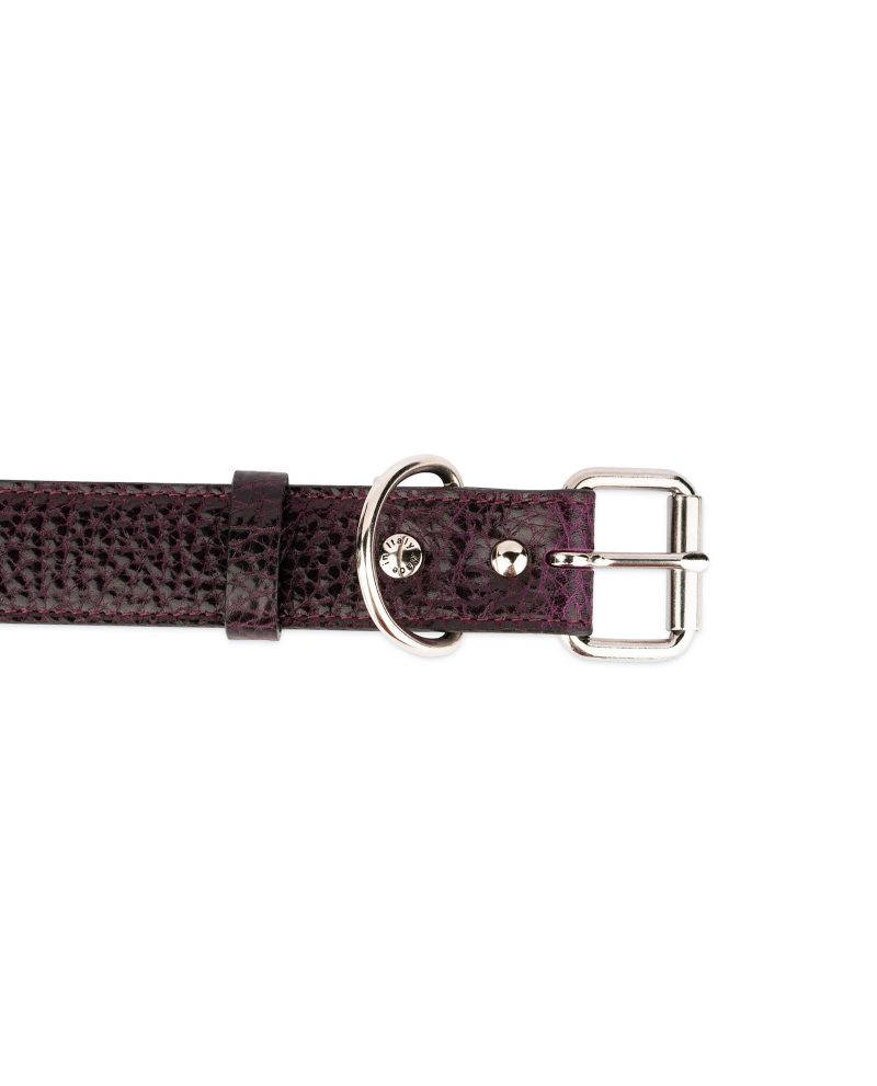 Purple Leather Dog Collar With Roller Buckle 3 5 cm 2