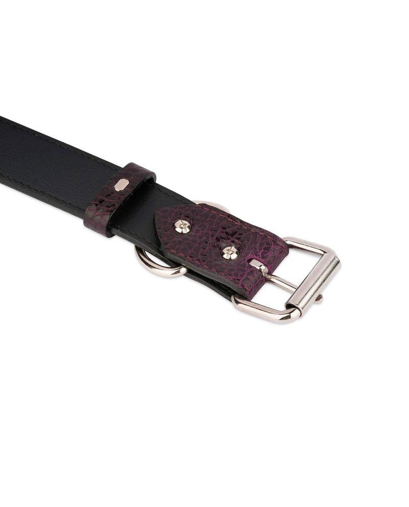 Purple Leather Dog Collar With Roller Buckle 3 5 cm 3