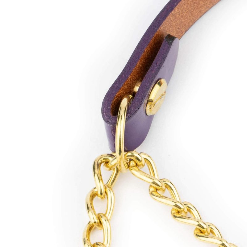 Purple Martingale Dog Collar With Brass Chain 2