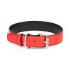 Red Leather Dog Collar With Roller Buckle 3 5 cm 1