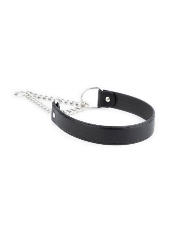 Best Dog Collar Black Full Grain Leather With Martingale 1