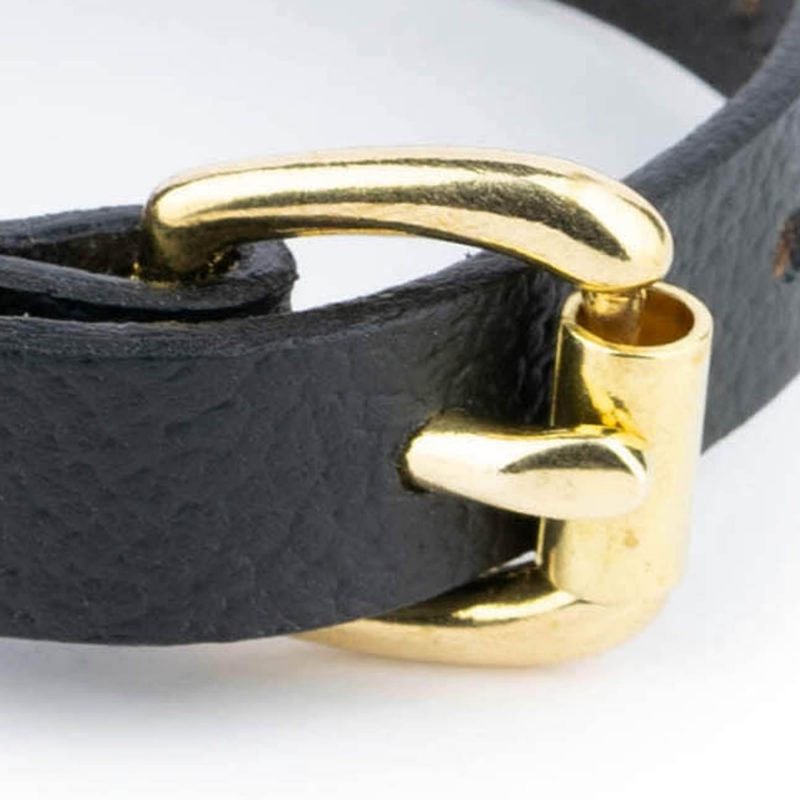 Black Leather Cat Collar With Brass Buckle 2