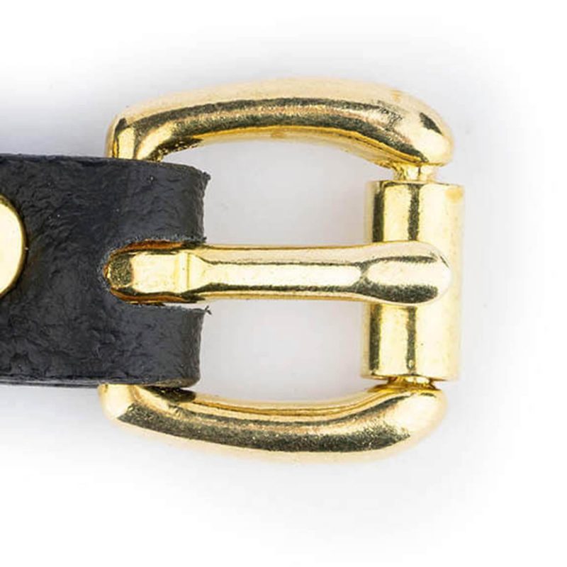 Black Leather Cat Collar With Brass Buckle 3