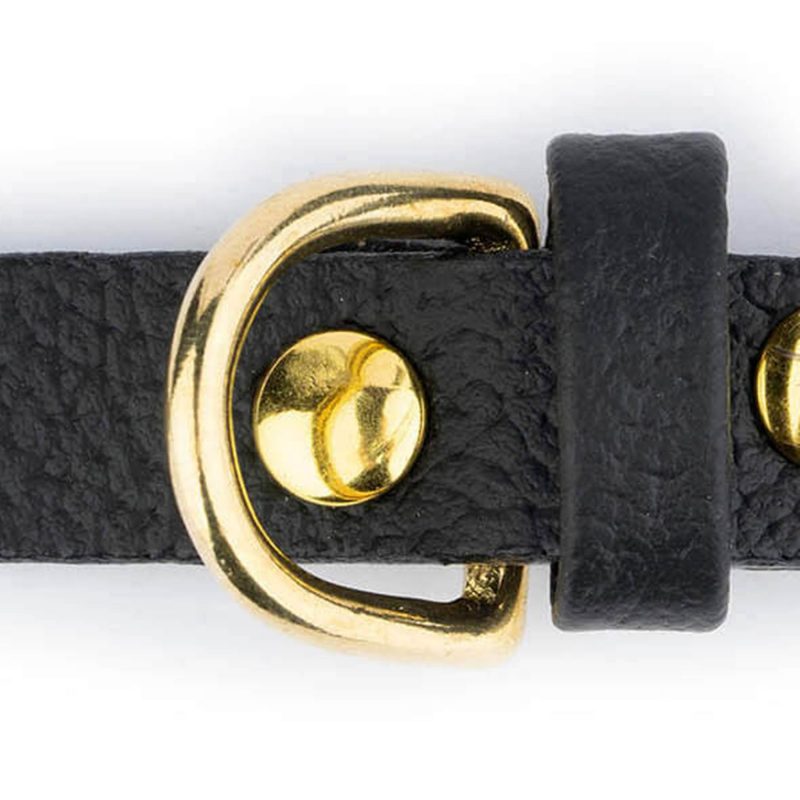 Black Leather Cat Collar With Brass Buckle 4