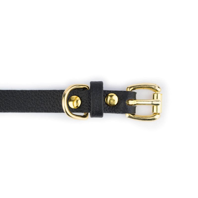 Black Leather Cat Collar With Brass Buckle 5