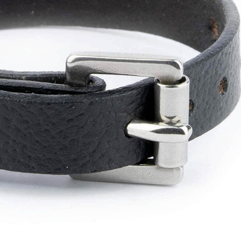 Black Leather Cat Collar With Silver Roller Buckle 2