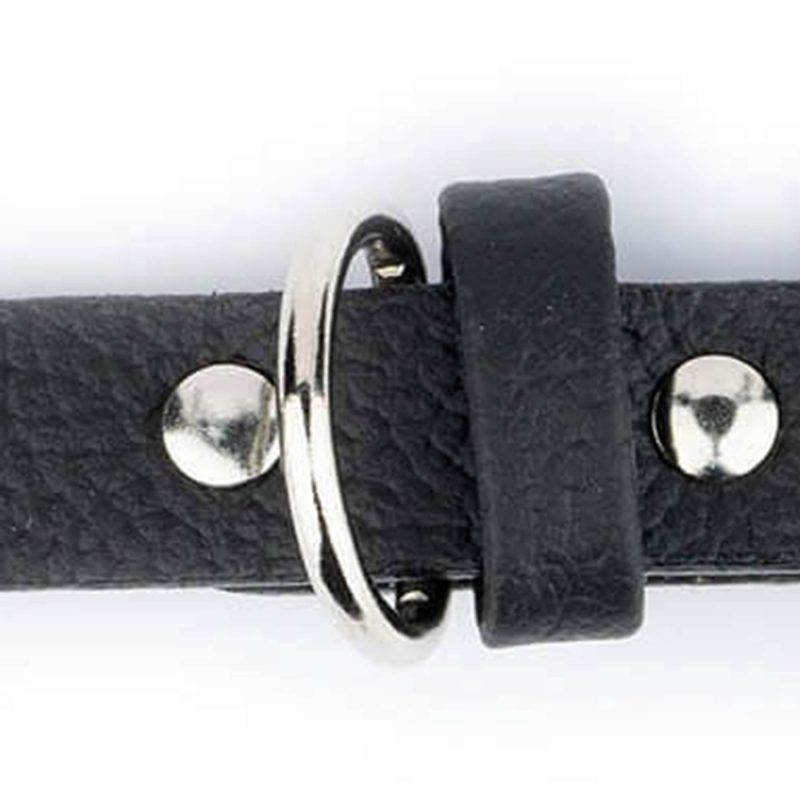 Black Leather Cat Collar With Silver Roller Buckle 3