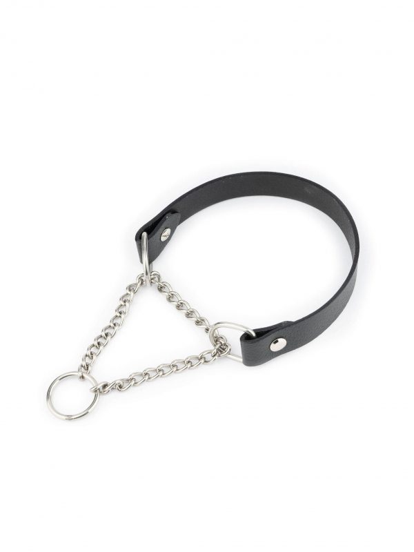 Black Leather Martingale Dog Collar 1