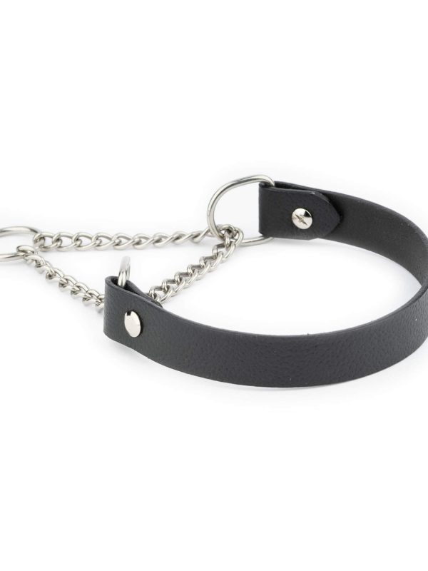 Black Leather Martingale Dog Collar 2