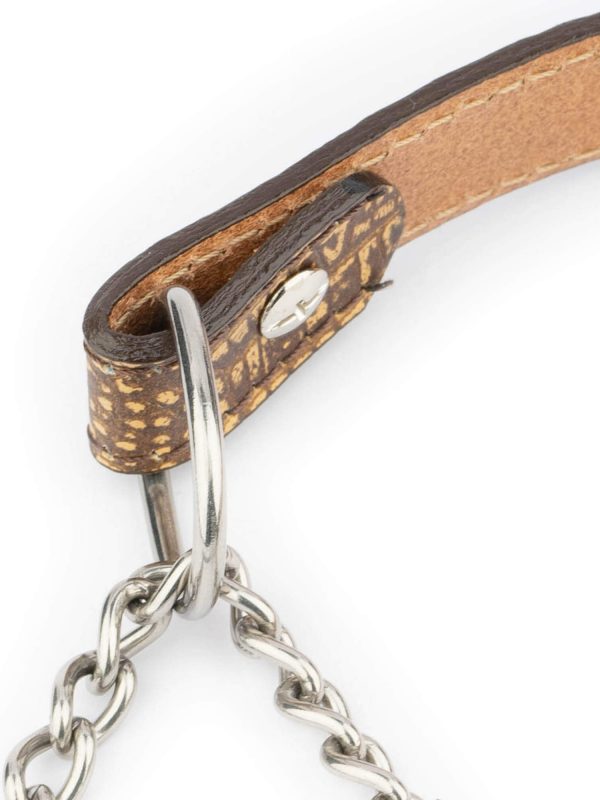 Brown Croco Leather Martingale Dog Collar 2