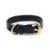 Cat Collar Black Real Leather With Brass Buckle 1