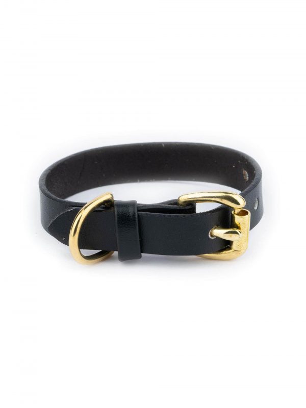 Cat Collar Black Real Leather With Brass Buckle 1