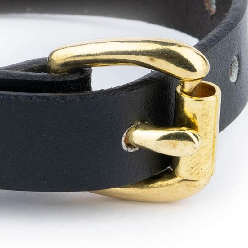 Cat Collar Black Real Leather With Brass Buckle 2