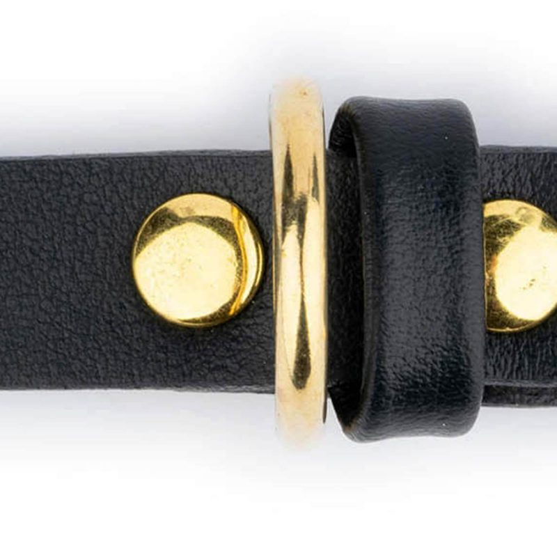 Cat Collar Black Real Leather With Brass Buckle 4