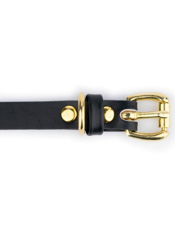 Cat Collar Black Real Leather With Brass Buckle 5