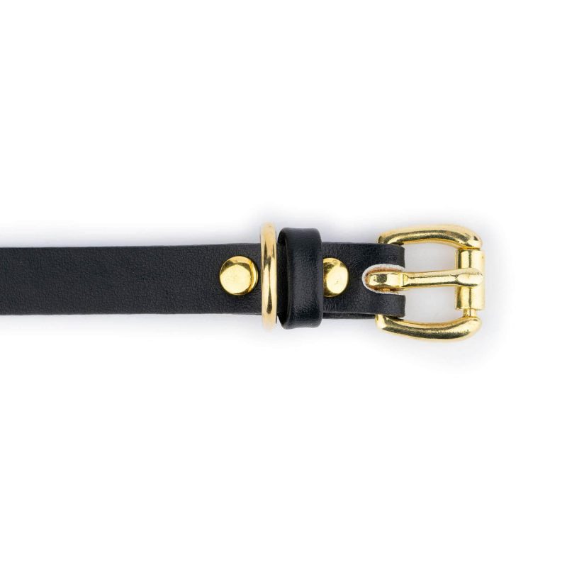 Cat Collar Black Real Leather With Brass Buckle 5