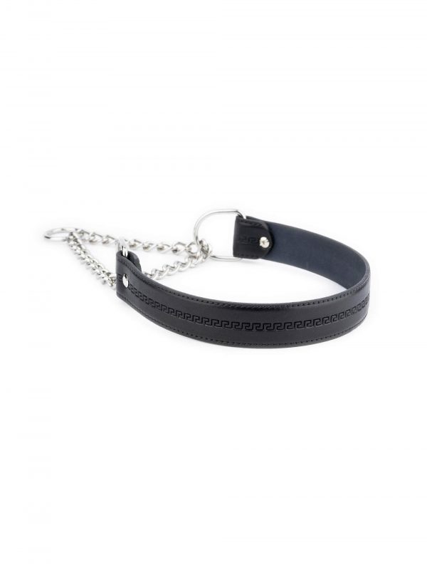 Cool Dog Collar Black Embossed With Martingale 1
