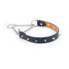 Spiked Dog Collar In Navy Blue Leather With Martingale 4