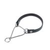 black martingale dog collar gunmetal chrome chain 1