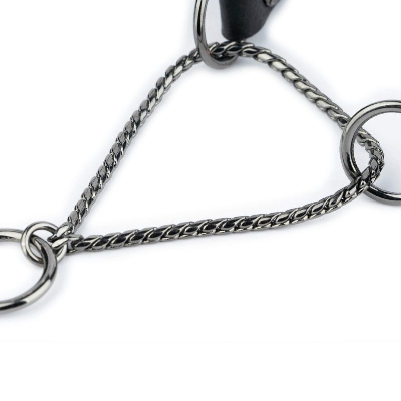 black martingale dog collar gunmetal chrome chain 2