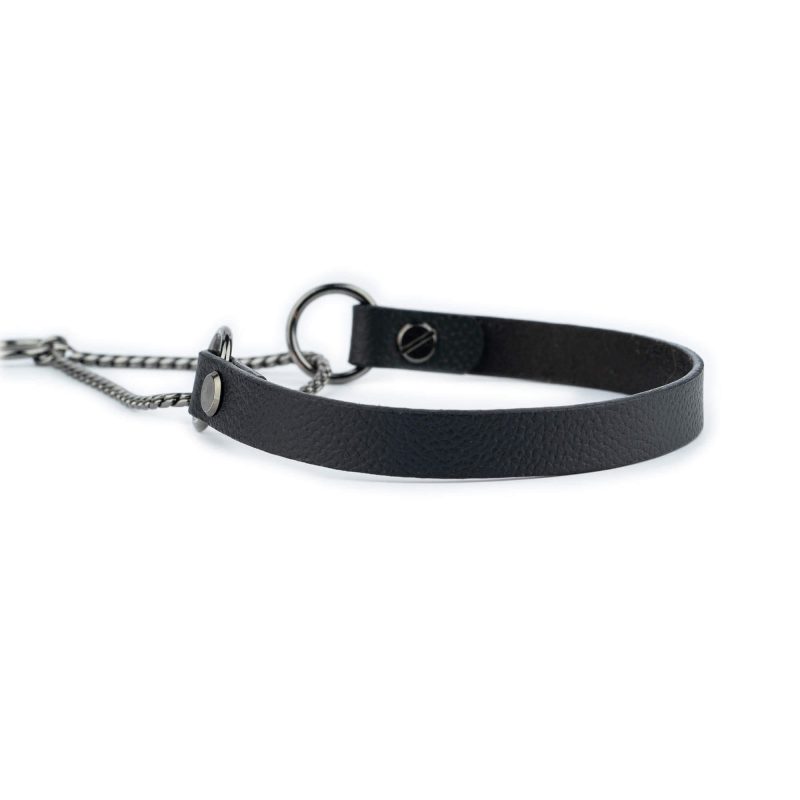 black martingale dog collar gunmetal chrome chain 3