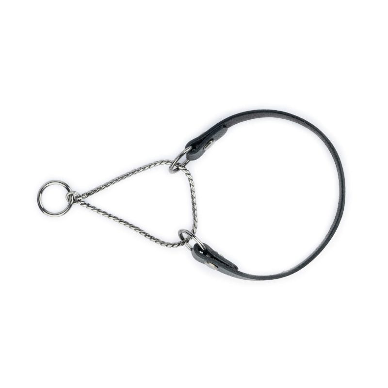 black martingale dog collar gunmetal chrome chain 4