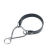 martingale dog collars black leather black chain 1