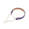 purple leather martingale dog collar with rose gold chain 1