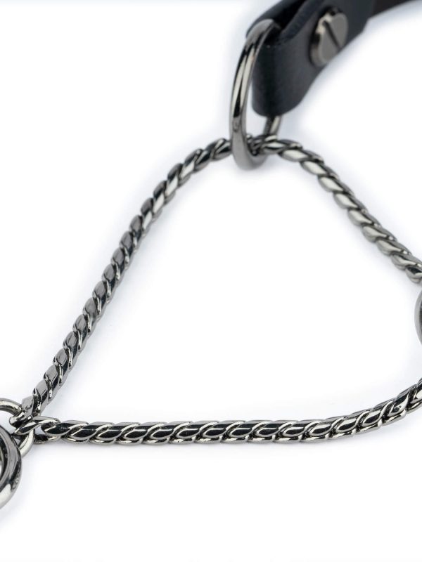 unique martingale dog collar black chrome snake chain 2