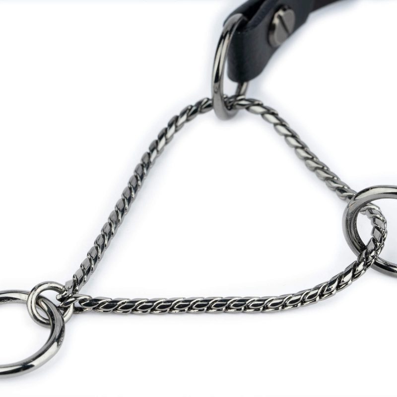 unique martingale dog collar black chrome snake chain 2