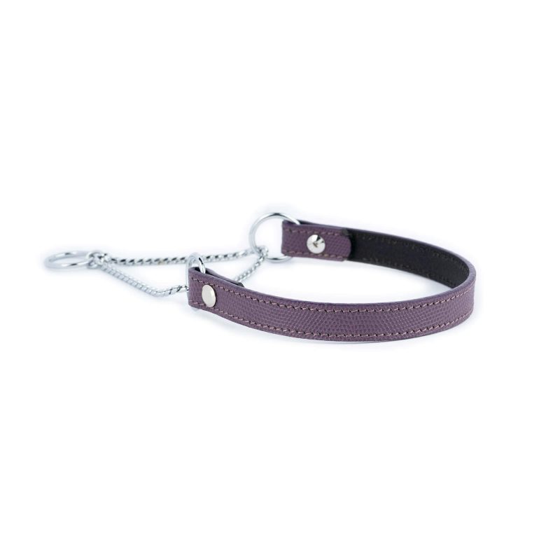 unique martingale dog collar purple leather 3
